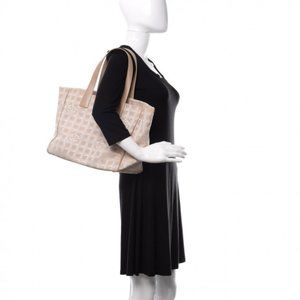 CHANEL Beige Travel Tote Monogram Print